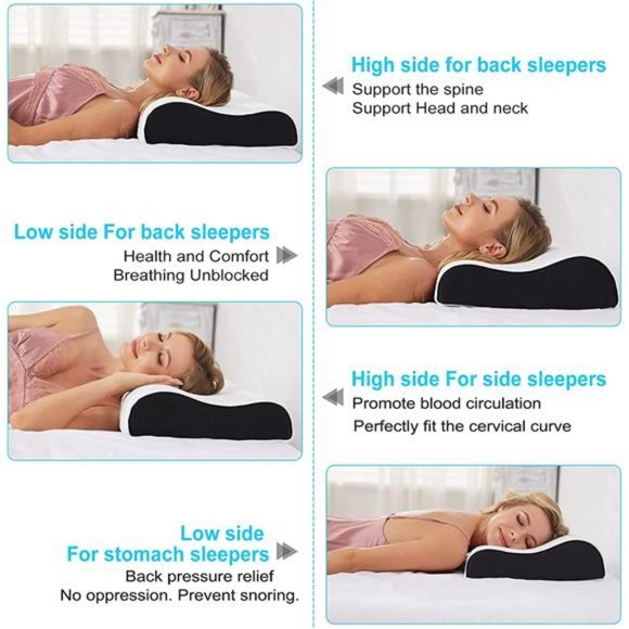 Contour Memory Foam Pillow, Neck Pillows for Pain Relief Sleeping, Cooling Gel - Picture 3 of 6